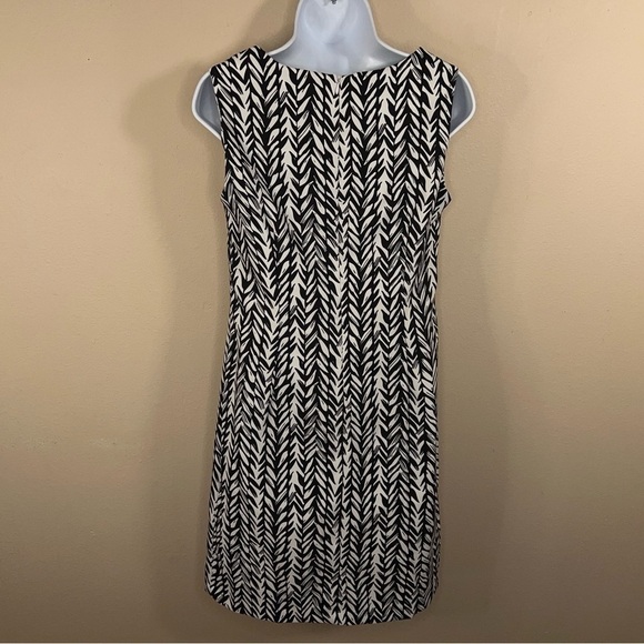 SIZE 10 RONNI NICOLE BLACK WHITE SHEATH DRESS HERRINGBONE PRINT  SLEEVELESS - Picture 6 of 12